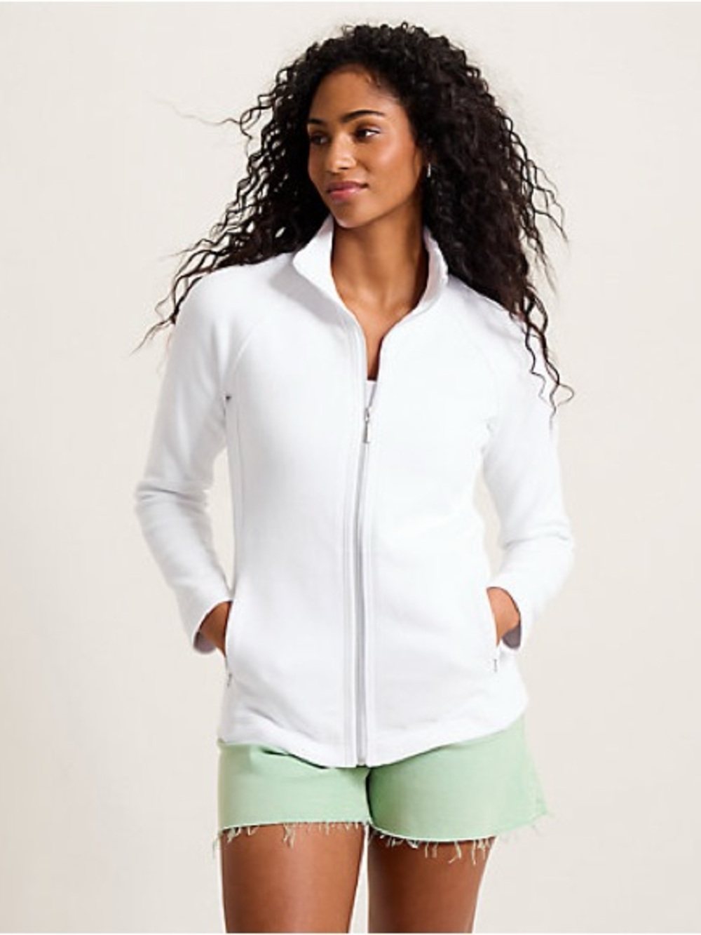Tommy Bahama White Aruba Full Zip Sweatshirt Jacket Size XL Like New